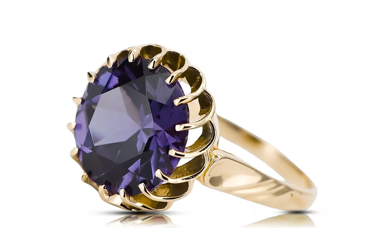 8K Gelbgold Alexandrite Ring Vintage vrc035x-ax Art Deco UdSSR sowjetischer russischer Stil